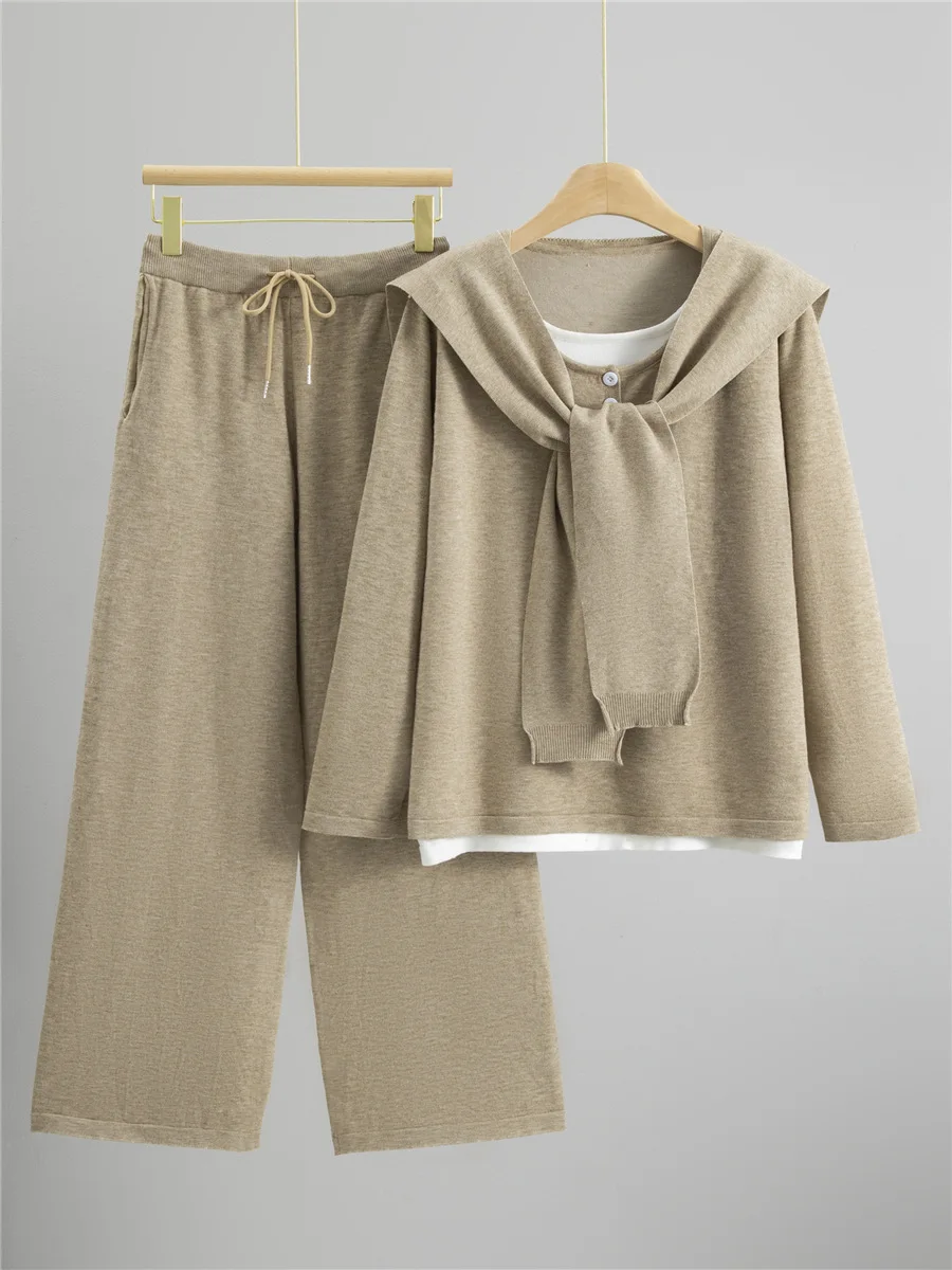 المرأة عادية محبوك 2 قطعة مجموعات الكورية تريكو ست...