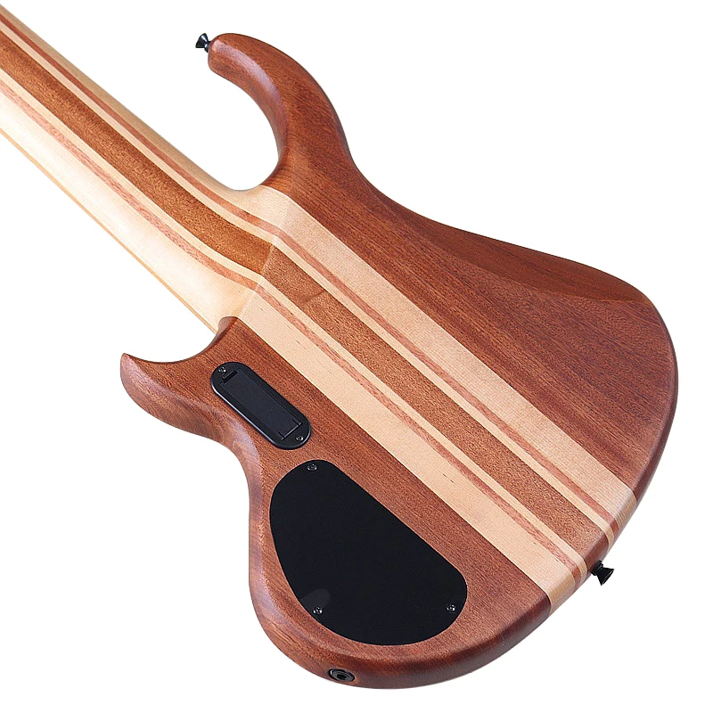 Tree Burl Top 7 String Electric Bass Guitar 43 Inch Active Guitar Neck Through Solid Okoume Wood Body High Grade