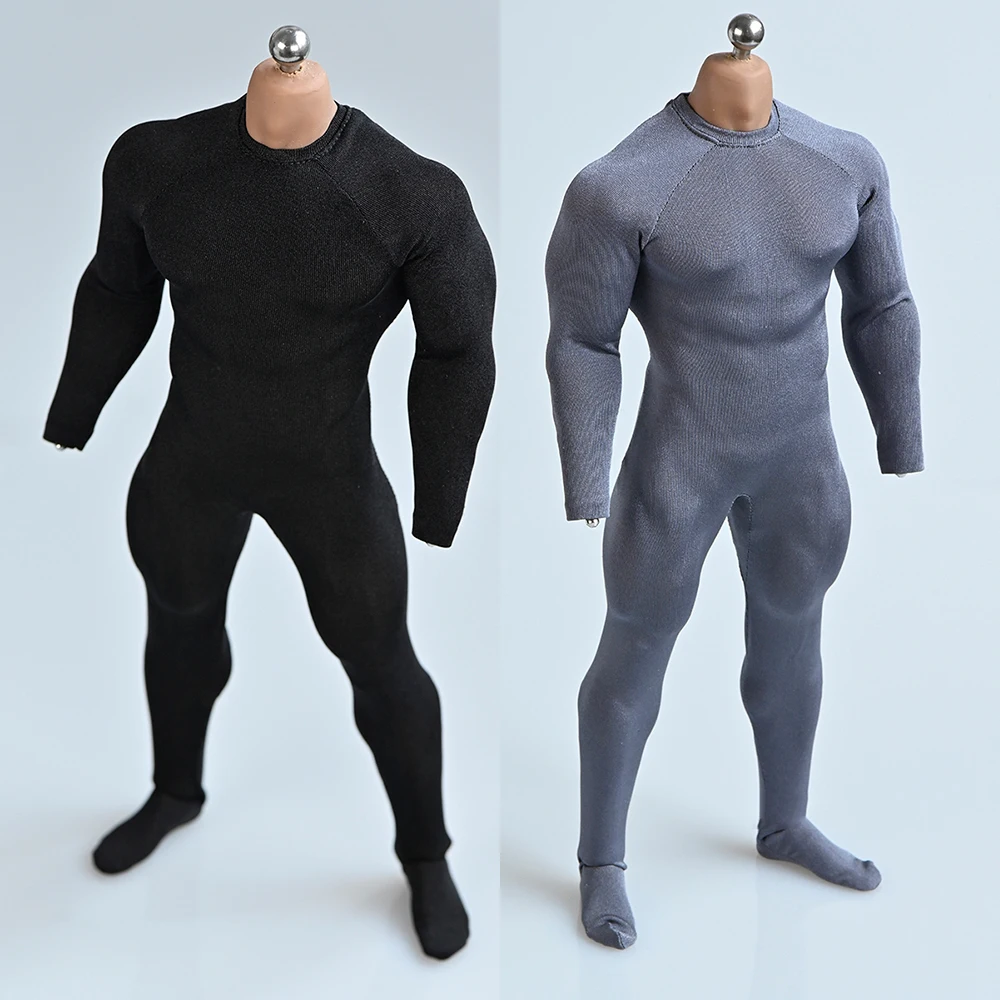 

1/6 Scale Male Black Grey Bodysuit Tight Jumpsuit Soldier Clothes Model Fit 12'' Action Figure Strong Body Dolls M34 M35