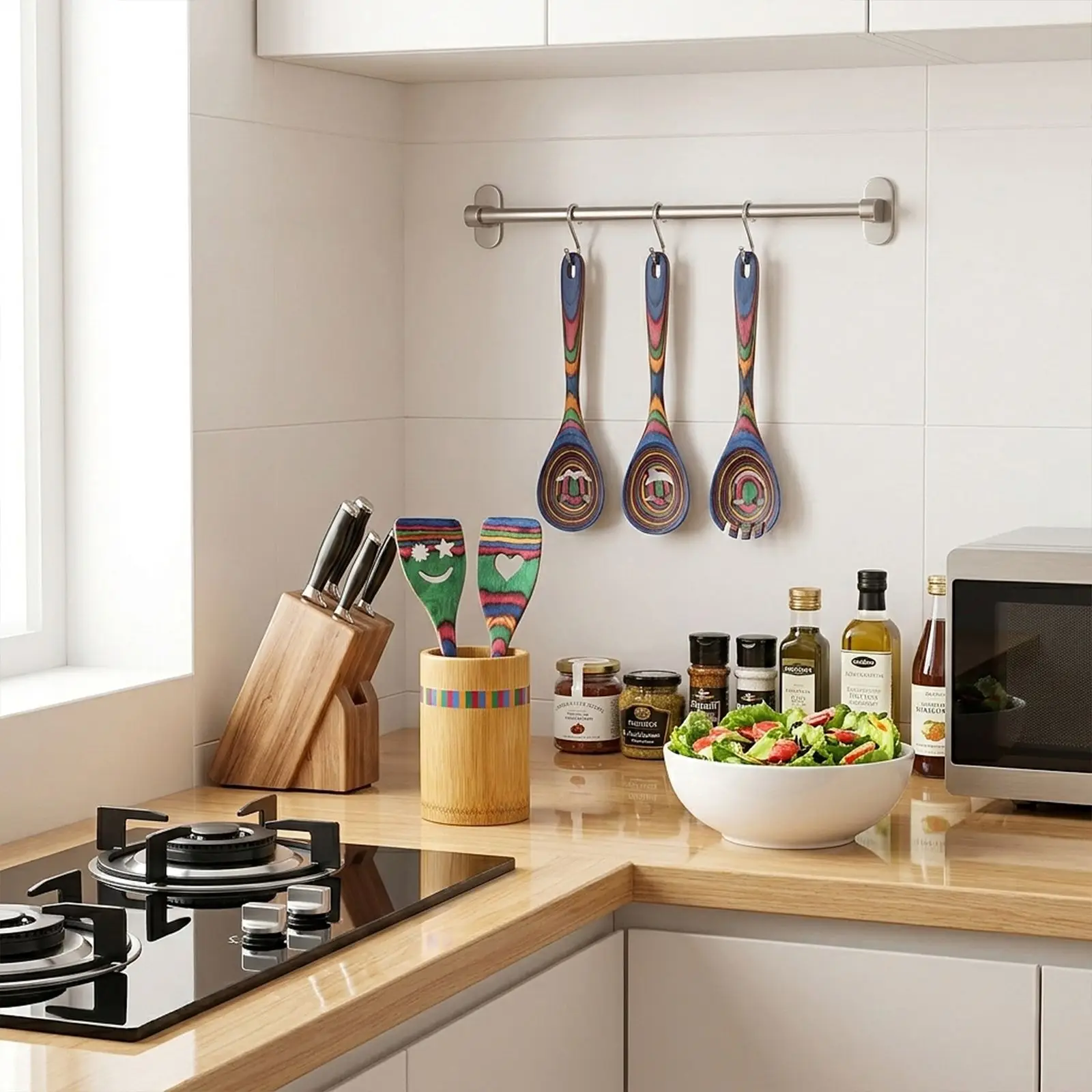 6-Piece Colorful Pakkawood Cooking Spoon Set 5