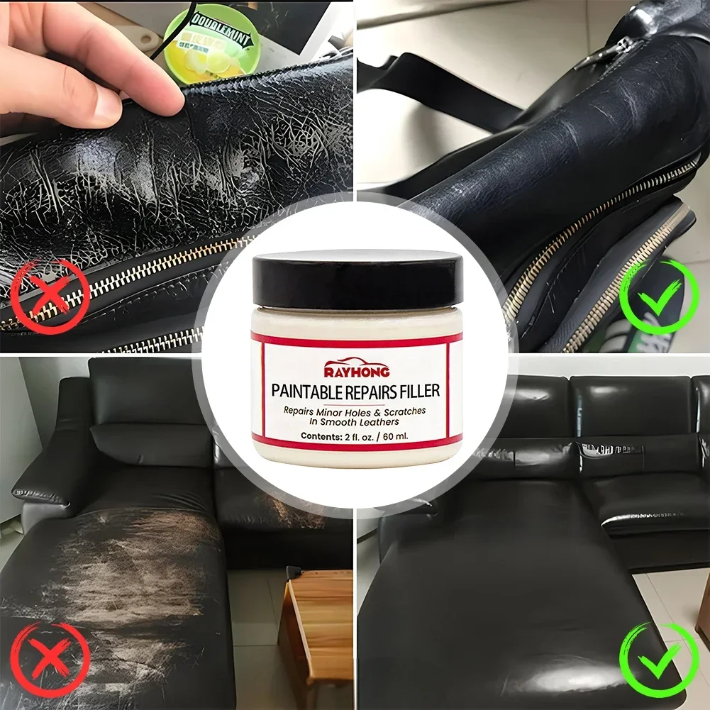 1-10PCS 60ml Leather Filling Paste Leather Filler Repair Car Repair Scratches Cracks Sofa Seat Leather Complementary Refurbishin 5