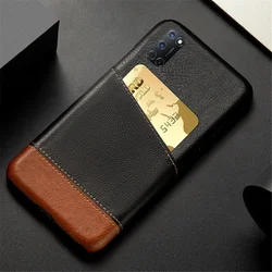 Elegant Mixed Splice PU Leather Card Holder Luxury Case for OPPO A92 (Black-Brown)