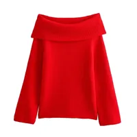 HH Women Fashion Solid Off Shoulder Sweater Long Sleeve Knitted Pullover Sweater Autumn Female Casual Knitwear Chic Top - Image 2