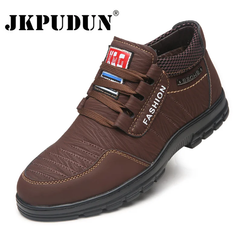 Winter Men Boots Casual Leather Leisure Shoes Sneakers Keep Warm Snow Boots Non-slip