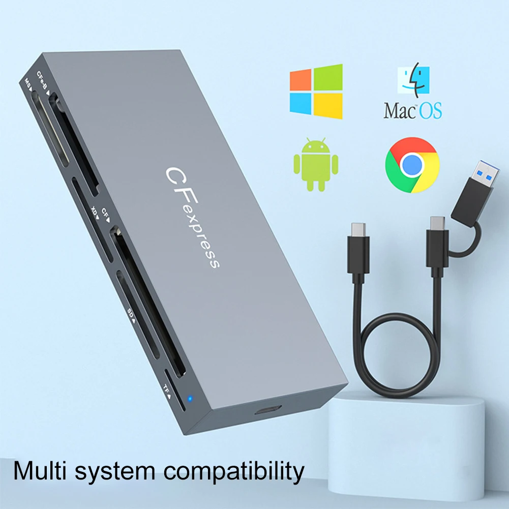 멀티 메모리 카드 리더기, 케이블 포함, 6 in 1 CFexpress 타입 B, CF, XD, MS, SD, TF CF Express B 카드 리더, Windows XP MAC OS용
