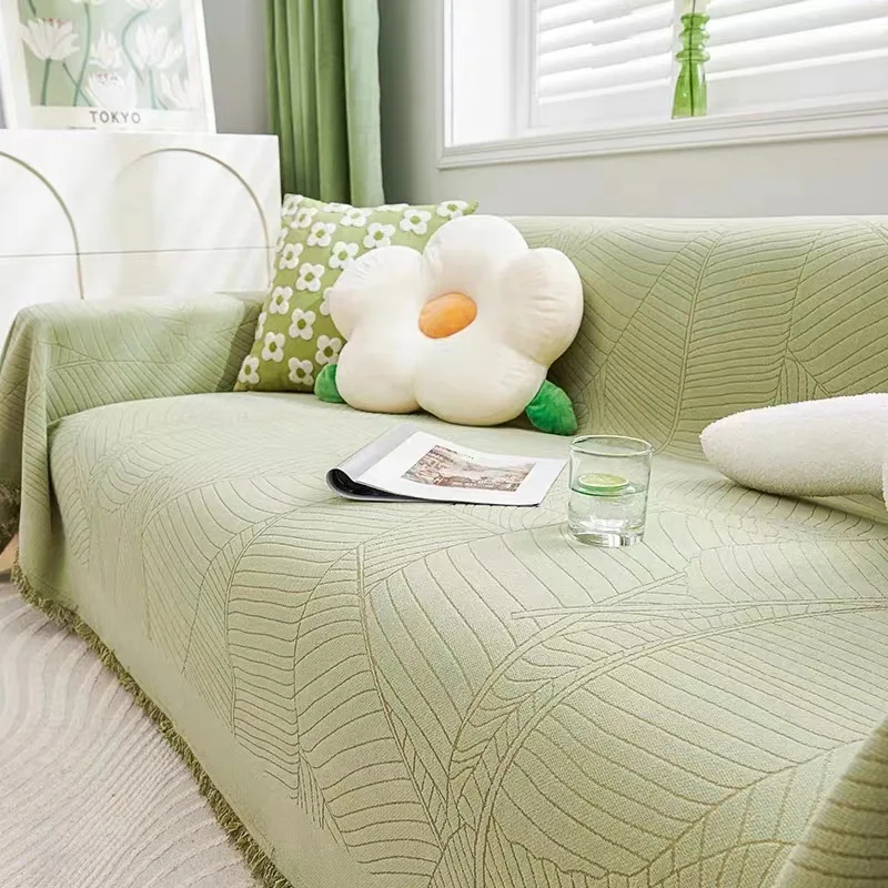 

Thickened Sofa Throw Blanket Large Sofa Bed Cover Towel with Tassels Anti-scratch Couch Seat Cover Durable Futon Slipcover Mat