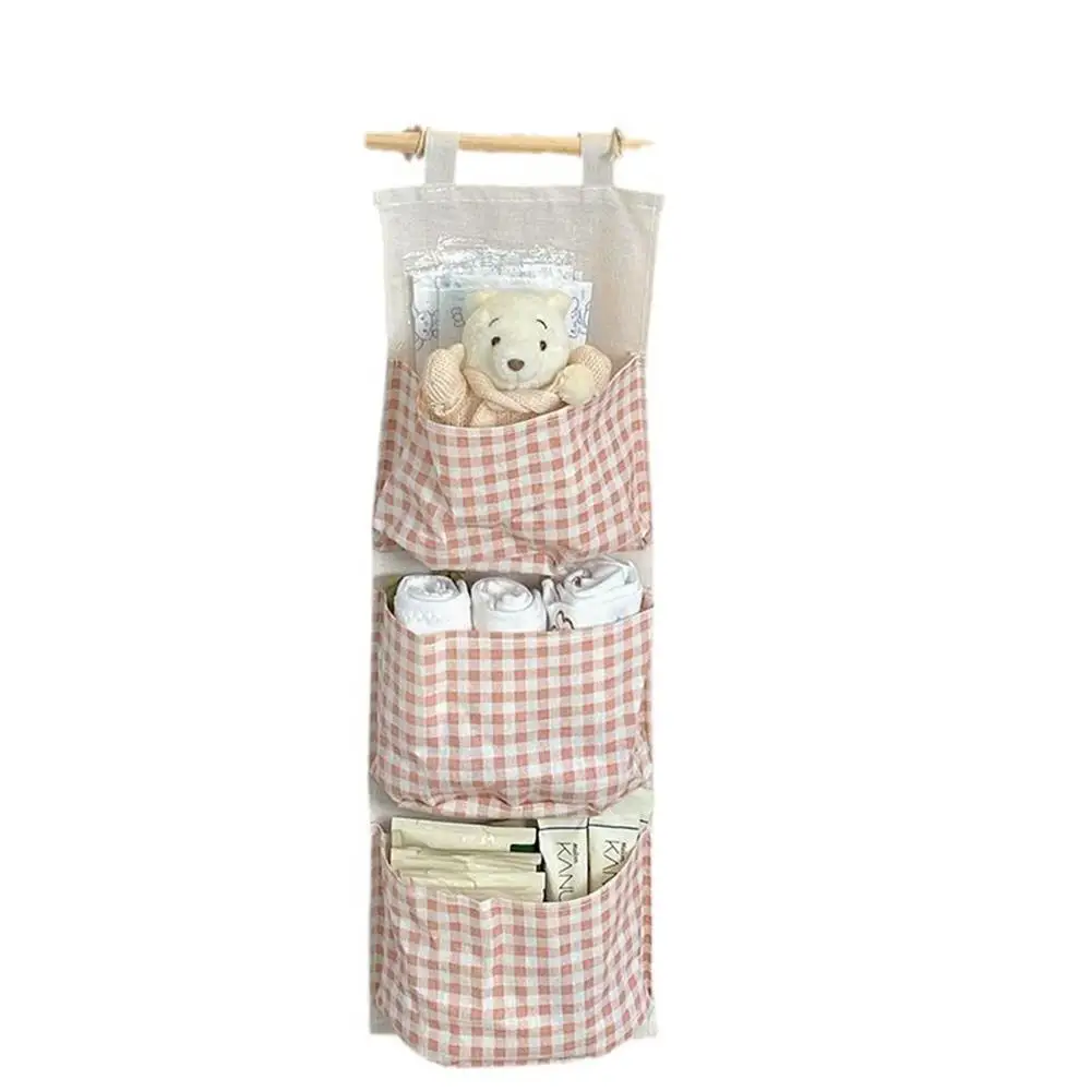 Multi Compartment Storage Wall Btorage Hanging Bag Storage Bag Fabric Hanging Bag Cute Pink Space Saving Ins Style 4