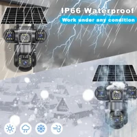 Caméra de sécurité extérieure solaire V380 Pro à triple objectif PTZ, détection humanoïde, audio bidirectionnel, caméra 4G SIM, vision nocturne, suivi automatique, alarme et vision nocturne couleur, caméra étanche IP66, caméra de surveillance 4G alimentée par batterie rechargeable 3