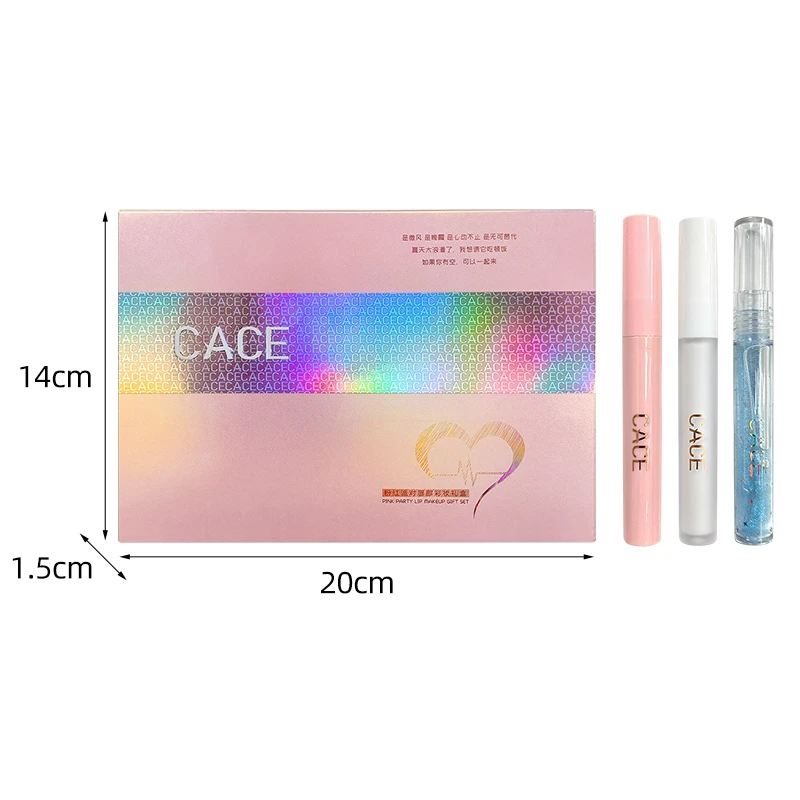 Matte Liquid Lipstick Lips Makeup Sets Matte Lipstick&Transparent Lipgloss&Lip Balm Plumper With Necklace Gift Cosmetic Kits