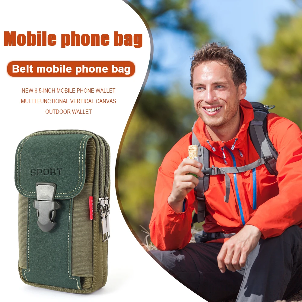 Outdoor Men Canvas Waist Bag Pocket Sport Phone Purse Travel Zip Belt Bum Pouch 3