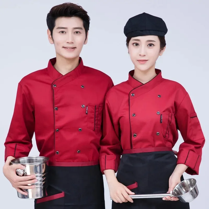 Pastry Chef Work Clothes Uniform Men Women Cotton Long-sleeved Autumn Winter