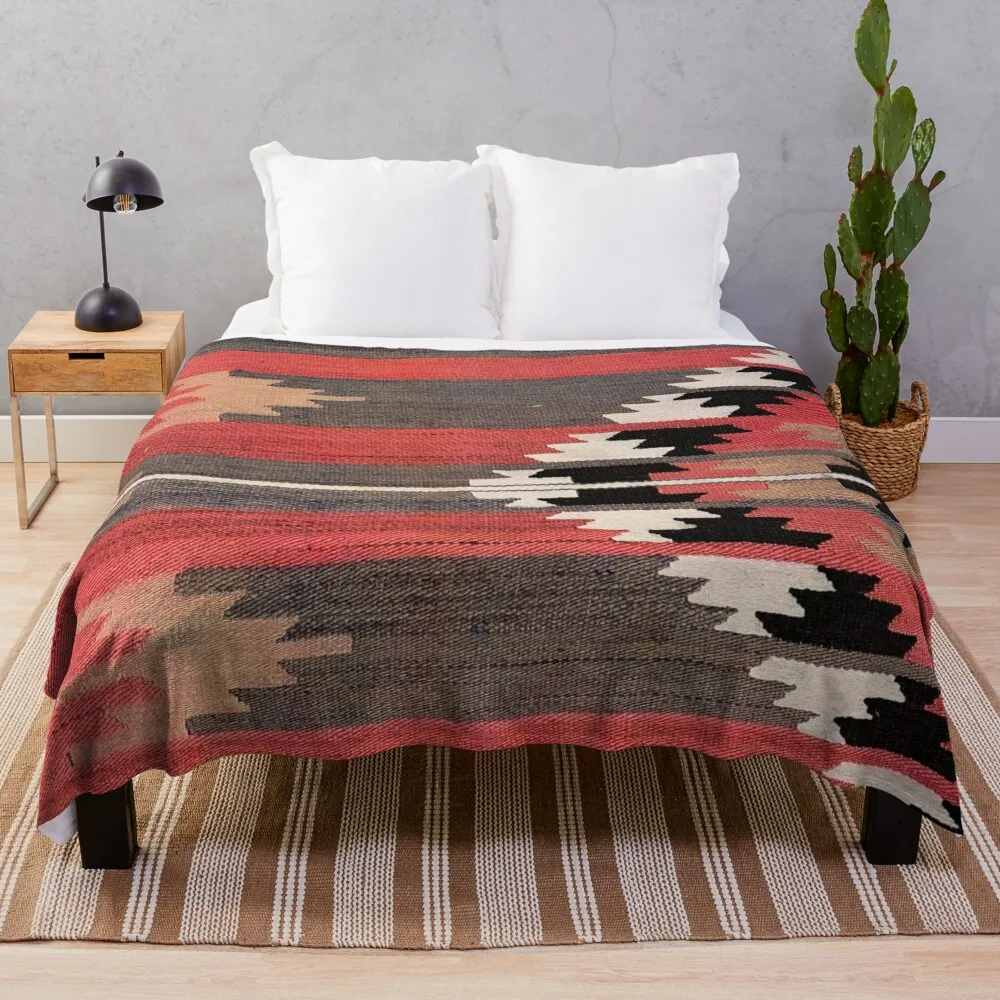 

Geometric Vintage Turkish Kilim, Navaho Weave, Woven Aztec Textile, Kelim Throw Blanket Bed Fashionable Blanket Sofa Quilt