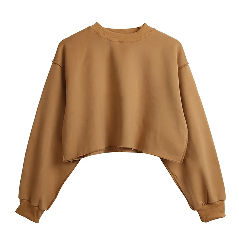 Women's Sweatshirt Hooded Warm Open Navel Short Sweater Women's Casual Long Sleeve Harajuku Street Clothing Streetwear Women