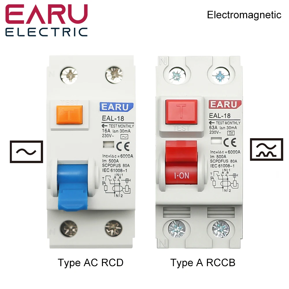 

2P 10/30/100/300mA Type A AC RCCB RCD ELCB Residual Current Circuit Breaker Short Current Leakage Protection 32A 40A 50A 63A