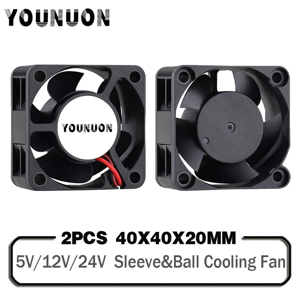 GDT 2-Pack 40mm X 20mm 12V DC Cooling Fan (3-Pin) – 8000 RPM 9 CFM