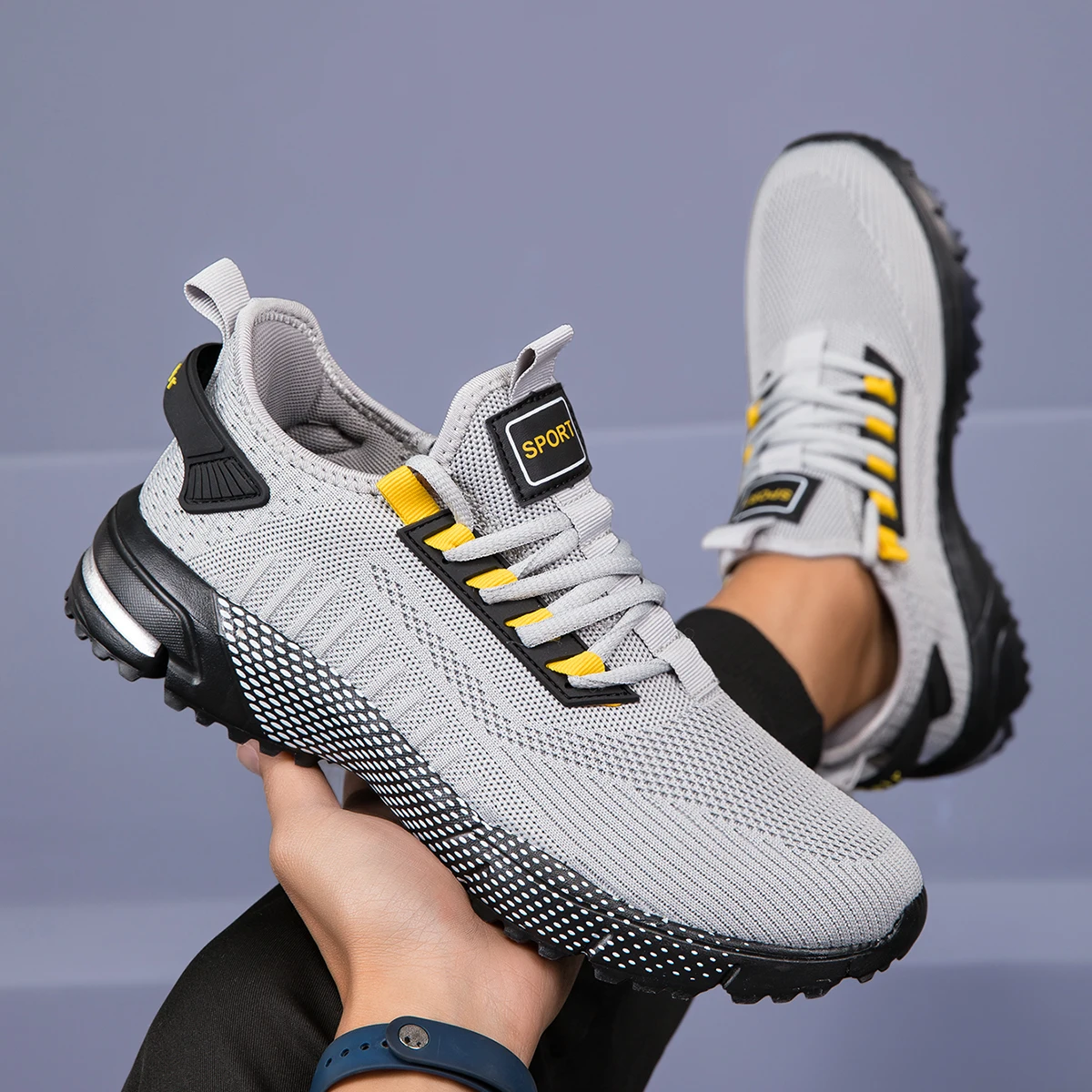 YRZL lightweight men’s athletic training shoes non‑slip running sneakers 2