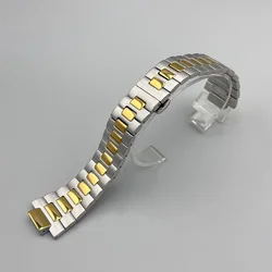 Elegant Stainless Steel Watch Strap Bracelet with Folding Clasp - 25x13mm (Gold Silver)