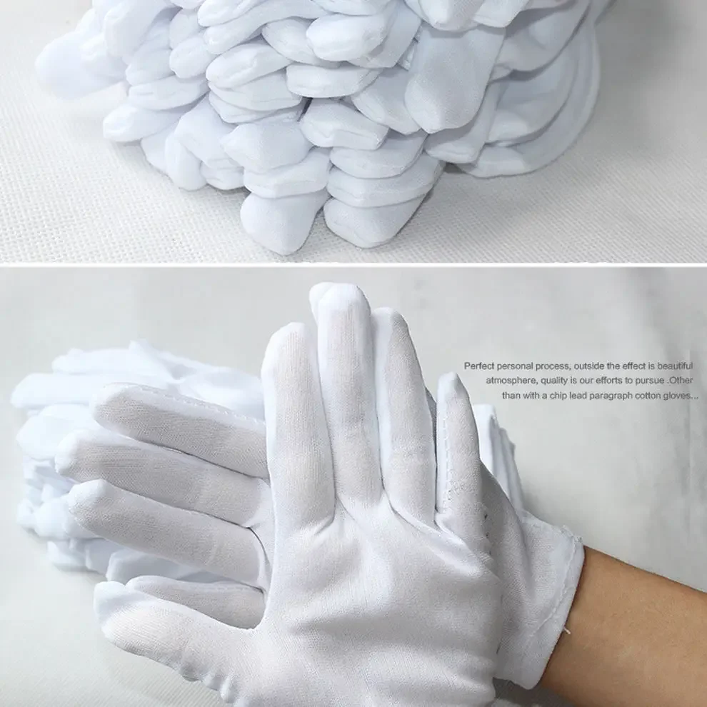 Unisex Full-Finger Etiquette White Cotton Gloves