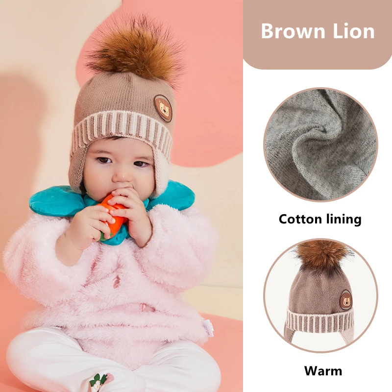 Cute Double Wool Pompom Baby Hat Children Cap Warm Autumn Winter Hats For Kids Boys Girls Knitted Warmer Beanie Caps Bonnet