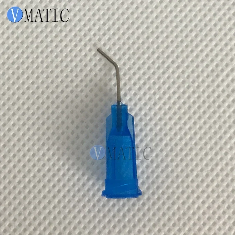 100Pcs 22G Blue 0.5'' Tube 45 Degree Bend Bent Dispensing Blunt End Stainless Steel Needle Tips 1/2 Inch