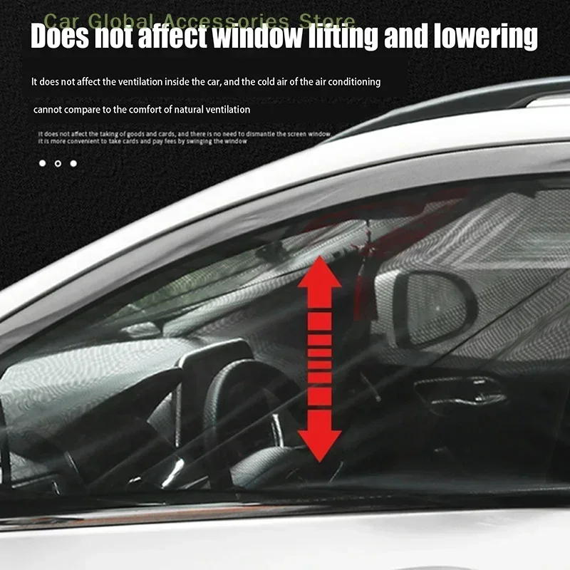 Car Sunshade Net Window Privacy Net Mosquito Net 2pcs/set With Buckle UV Protection Heat Reduction