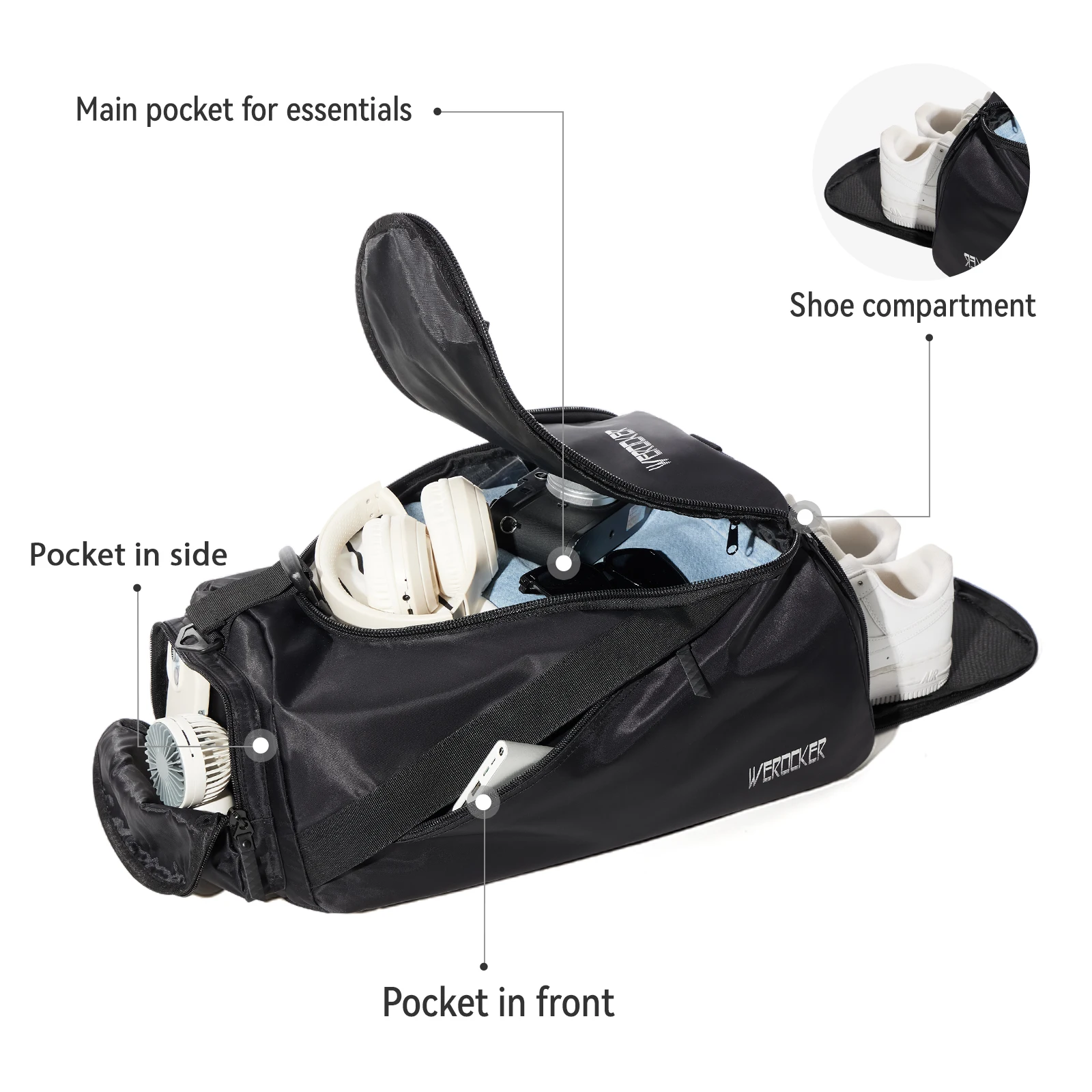 Luxury Design Men Crossbody Bags Fashion Large Capacity Men Travel Backpack Shoulder Bag Messenger Shoe Compartment Fitness Bag