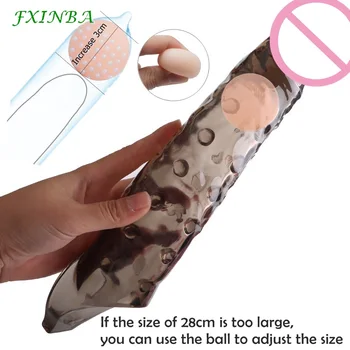 FXINBA 28cm/11 inches Reusable Penis Sleeve Big Penis Extender Condom Cock Extension Sex Toys For Men Enlargement Time Delay 2