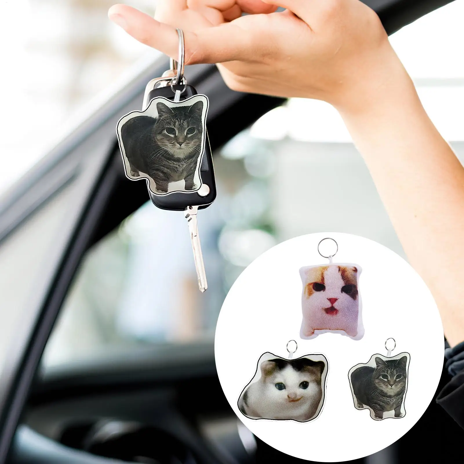 Cute Kitten Keychain with Sound Cat Keychain Adorable Backpack Keyring Pendant Cat Keychain Pendant doll keychain Ornaments