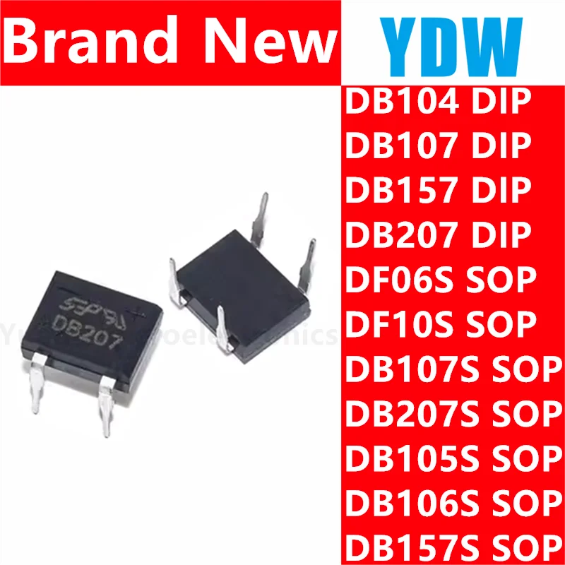 10 Pz Db207 Dip Dip-4 Raddrizzatori A Ponte 1000V 2A Db104 Db157 Db107 Db207S Db107S Df06S Df06 Sop-4 Db105S Db106S Db157S Df10S