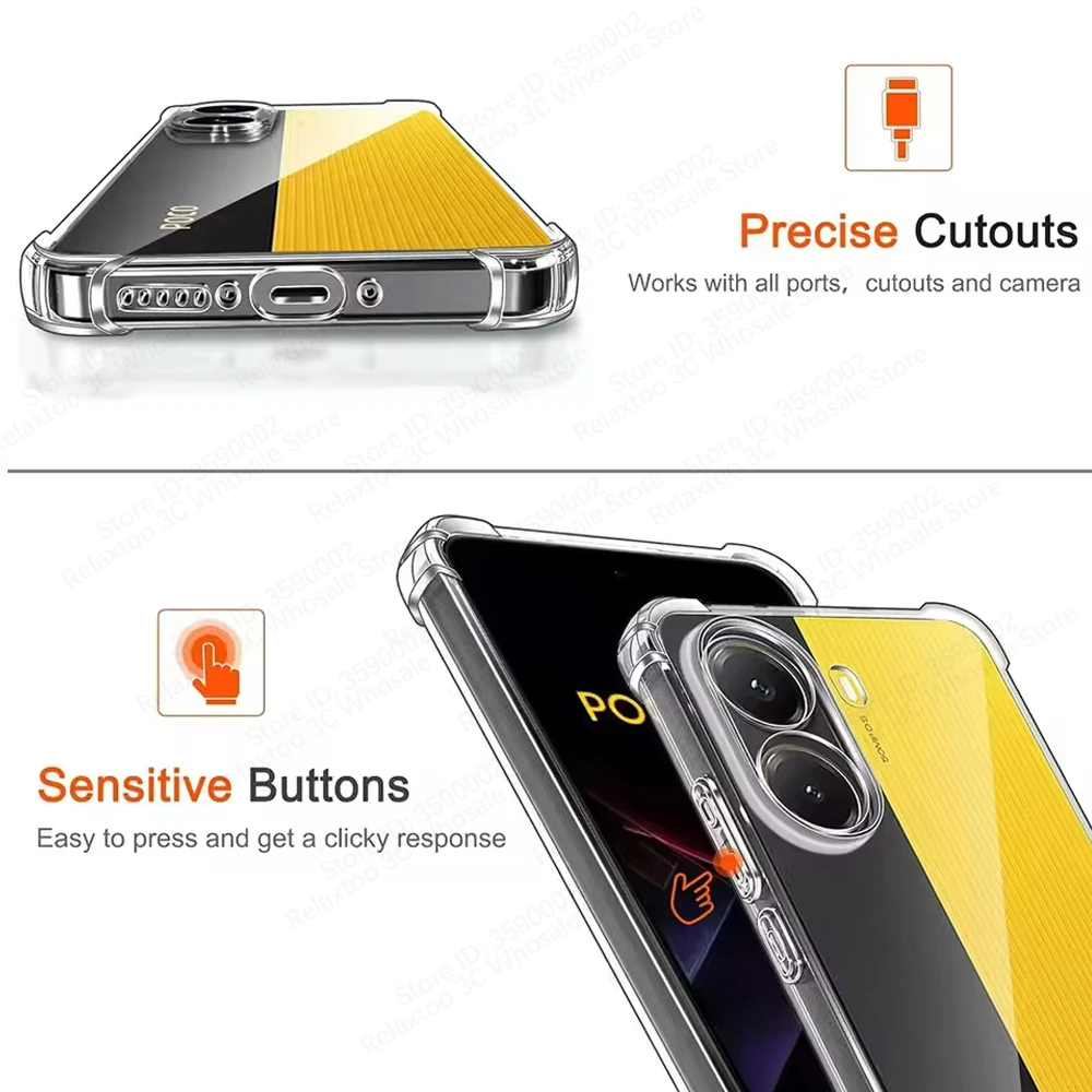 Enhanced Shockproof Clear Phone Case - Soft Silicone Transparent Back Cover