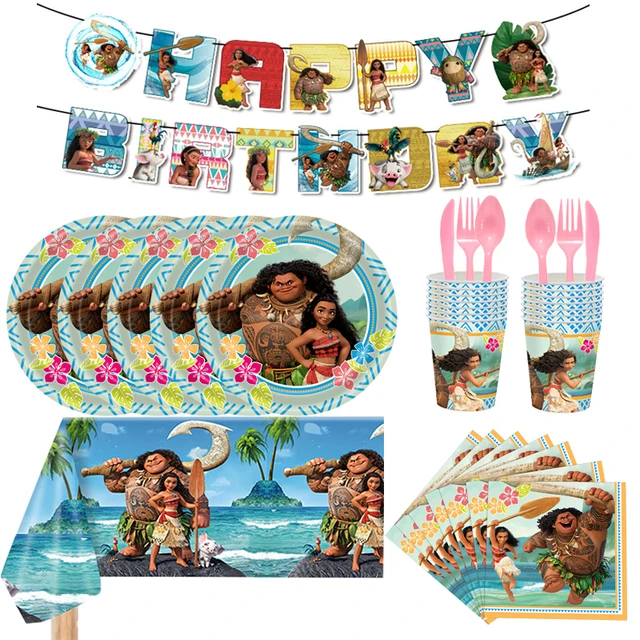 Moana birthday party decorations kids Cup Tablecloth Plates moana party  supplies baby shower, gift favors tableware set - AliExpress