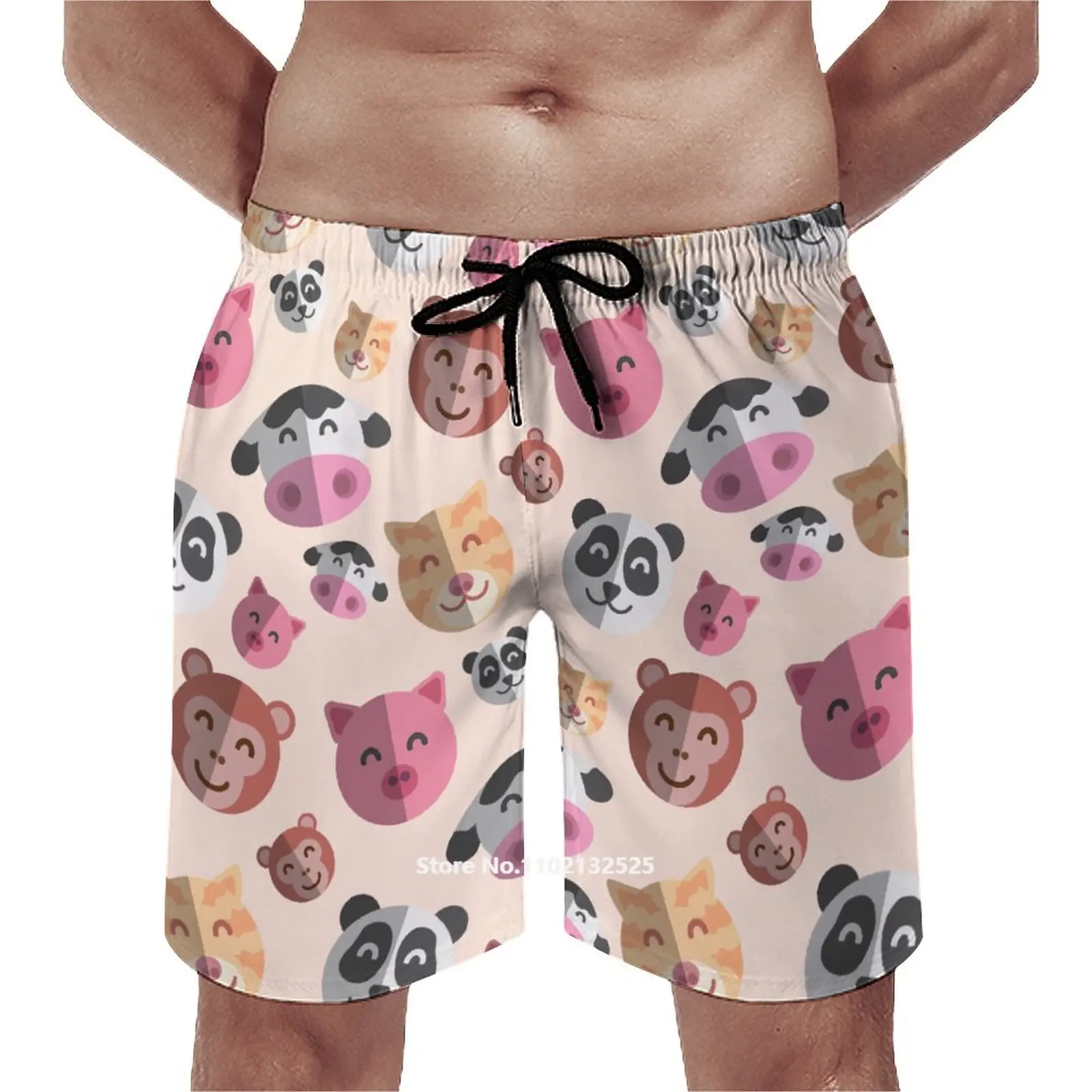 

Cute Cartoon Animal Cow Pig Men Beach Shorts 3D Printed Fashion Summer Quick Dry Swimsuit Pants