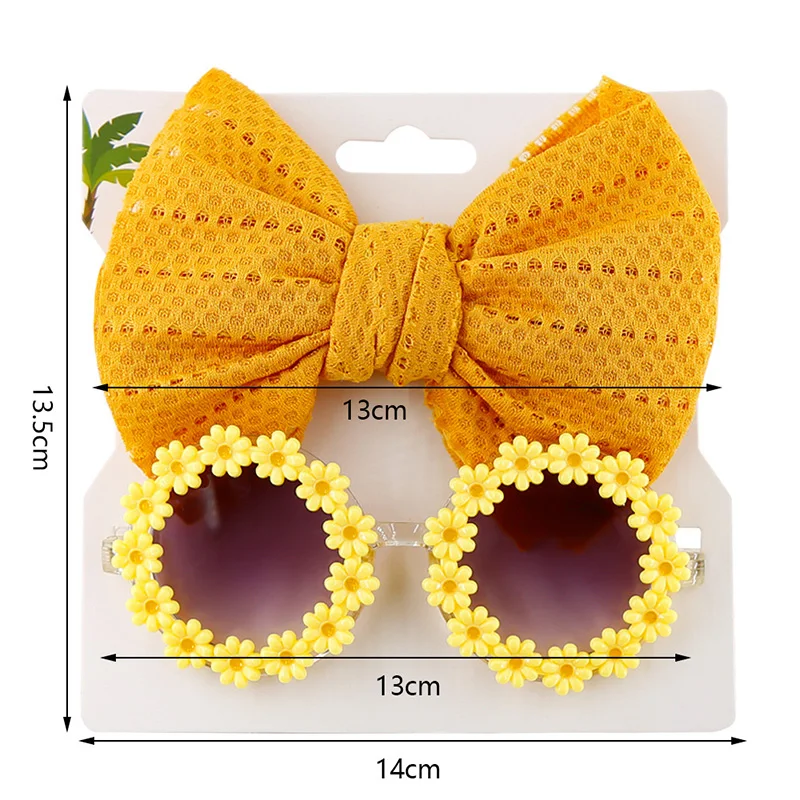 Baby Girls Hair Accessories Fashion Sun Flower Sunglasses Bow Hairband Set Newborn Head Bands Summer Beach Photography Props hair accessories hair bands hair headband accessories baby headband set