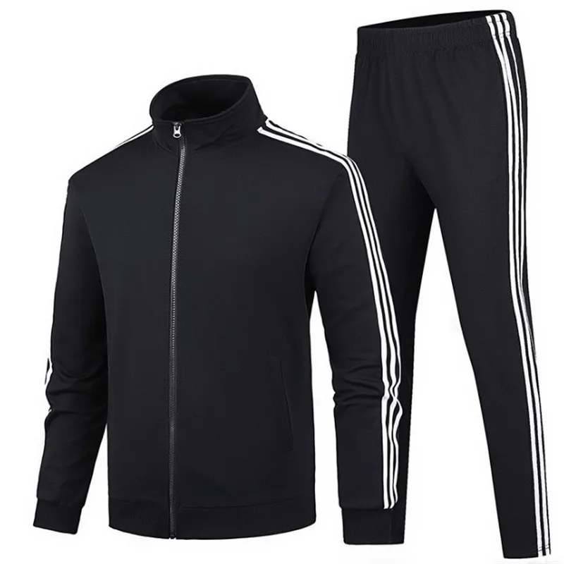 Diy Solid Color Tracksuit Men Set Autumn New Casual Men's Zip Hoodies+pants Twopiece Tracksuit