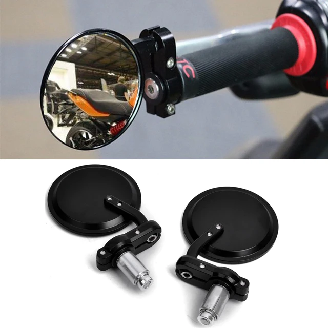 범용 오토바이 백미러 라운드 7/8 핸들 바 엔드 접이식 오토바이 사이드, 카페 레이서 2023 자동차용, 2 개/쌍