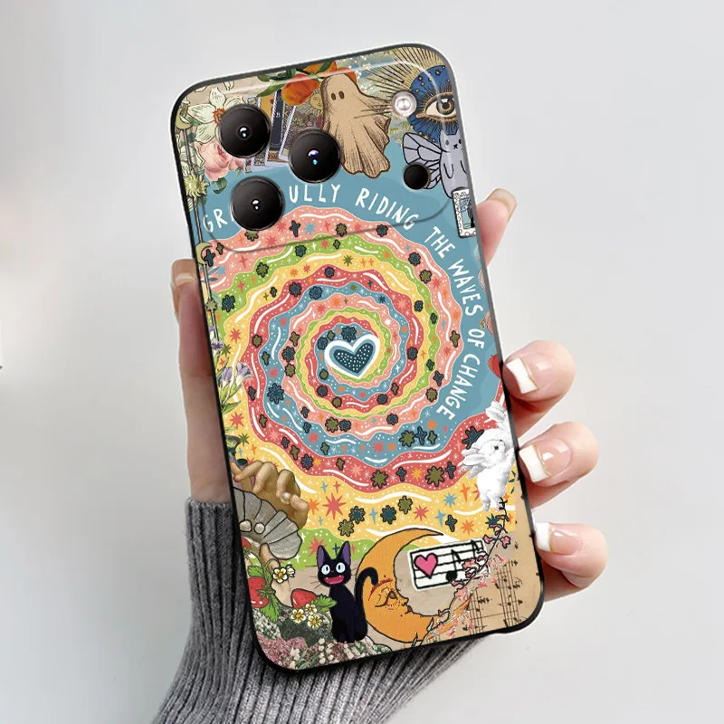Aesthetic Cute Cat Cartoon Fashion Black Shockproof Back Cover Bumper