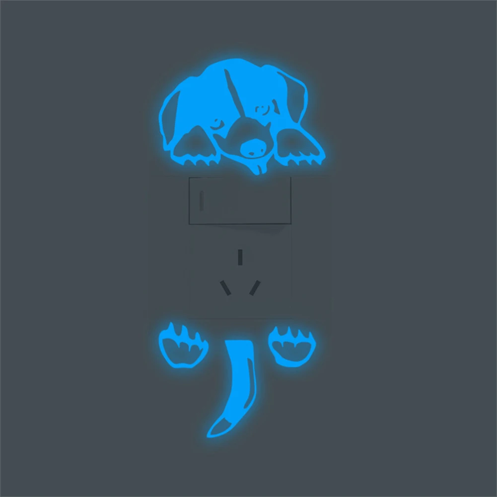 Luminous Switch Stickers Cartoon Cat Luminous Switch Stickers Removable Decorative Decals For Children Room Living Room Bedroom Decoration