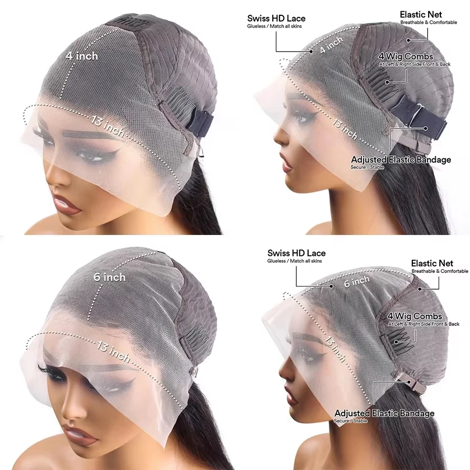 13x6 Body Wave Lace frontal Wig Human Hair Pre Plucked Glueless 13X4 Brazilian Body Wave HD Transparent Lace Wigs For Women 5