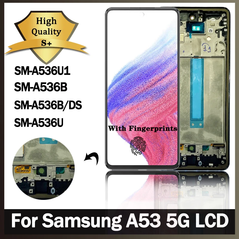 

Super AMOLED для Samsung A53 5G LCD A536U A536B A5360, панель дисплея, стекло, сенсорный экран, дигитайзер для samsung A536 LCD