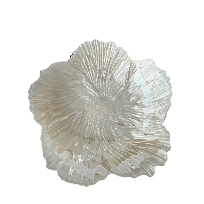 In Nordic modern flower-shaped fruit bowl shaped household candy salad plate luxury pearl snacks plate net red plate 4
