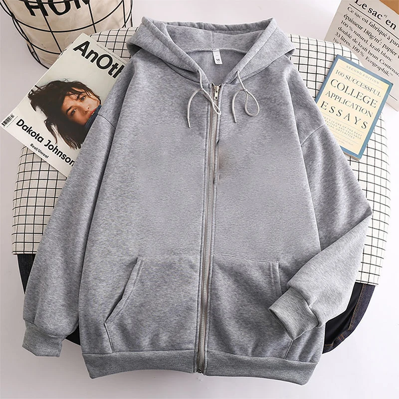 Men Women Hoodies Jacket Casual Long Sleeve Zip Hooded Sweatshirts Y2K Harajuku Cardigan Men Jacket Tops