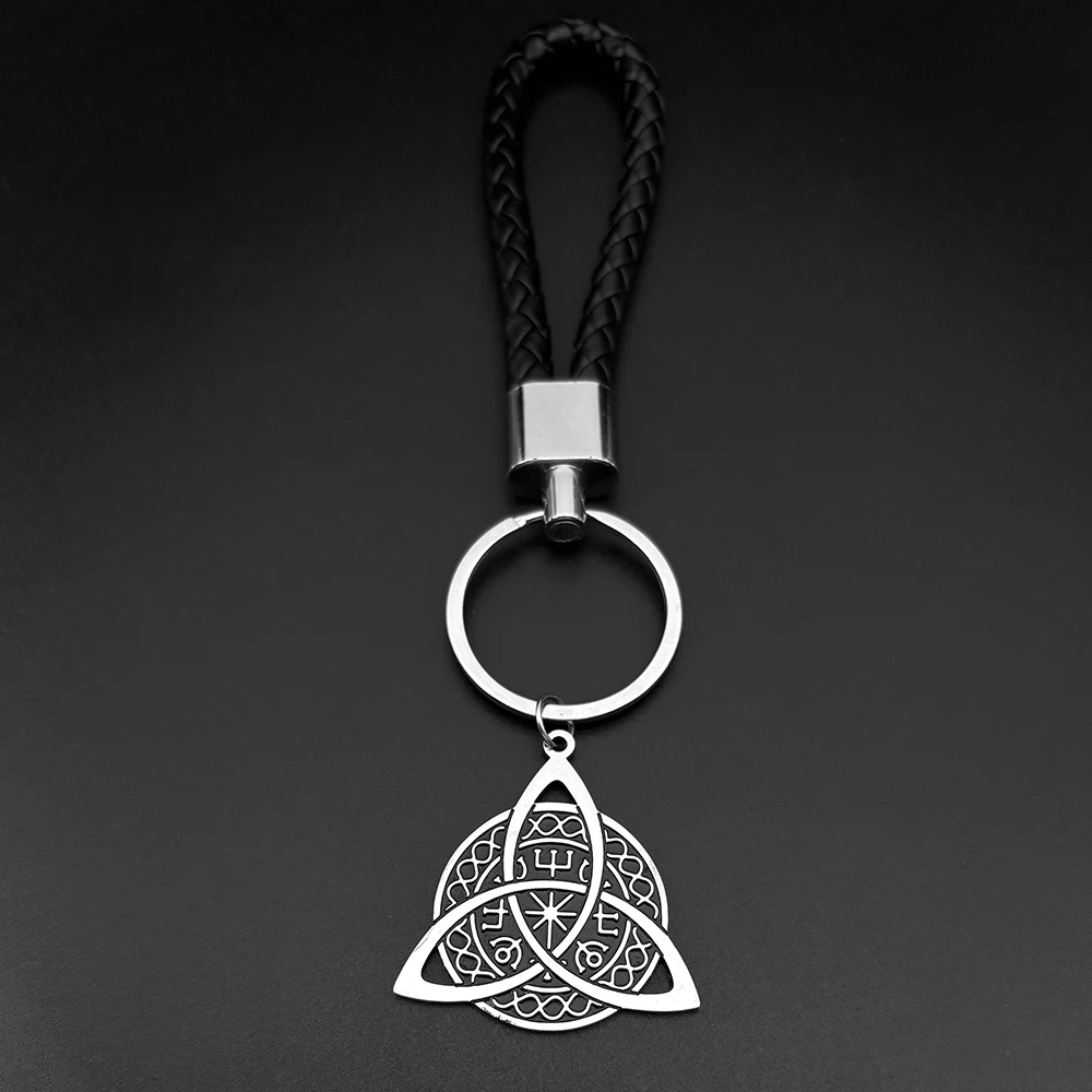 Nordic Viking Kompass Hexe Keltischer Knoten Schlüsselanhänger für Männer Edelstahl Triquetra Trinity Triskelion Schlüsselanhänger Schmuck Geschenke – Detail 10