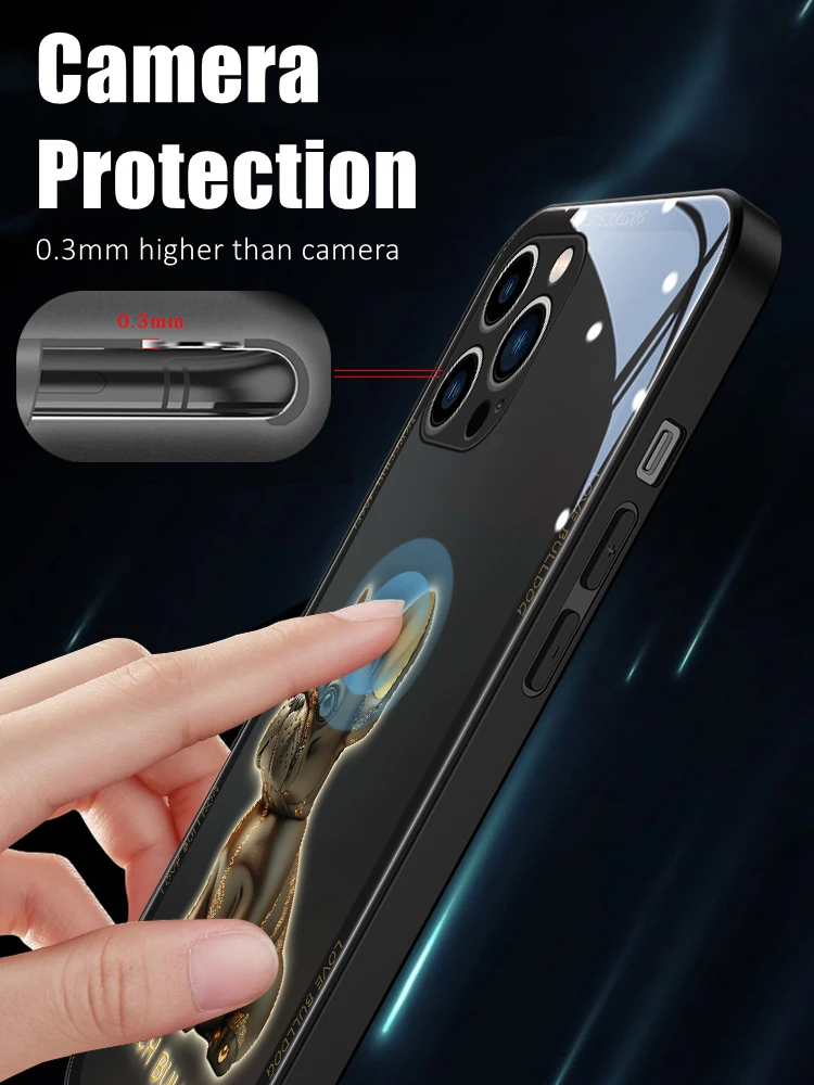 Cute French Bulldog LED Light Glowing Luminous Phone Case Birthday Gift for iPhone 11 12 13 14 15 X Xs Mini Pro Max Plus Cover