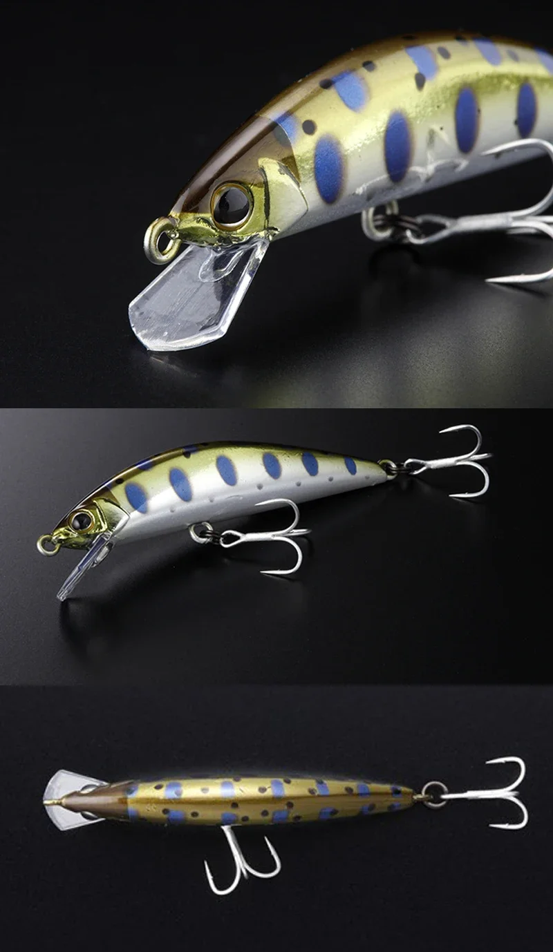 Description Picture 4 of itemEASYFISH 1 PCS 3D Fish Eye Submersible Minnow Bass Croaker 55mm/3.5g Freshwater Creek Mini Road Runner High Quality Hand Painted