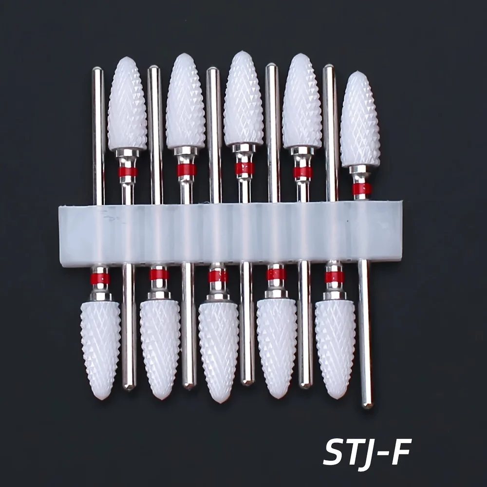 10pcs Ceramic Nail Drill Bits Set, Electric Manicure & Pedicure Milling Cutter, For Nail Polishing Machine 5