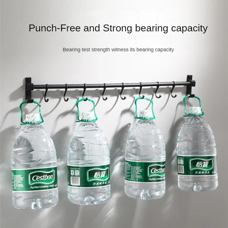 Kitchen Storage Rack Bathroom Accessories Movable Hook Wall Mounted Hanging Holder Space Aluminum Household Tool Organizer Shelf