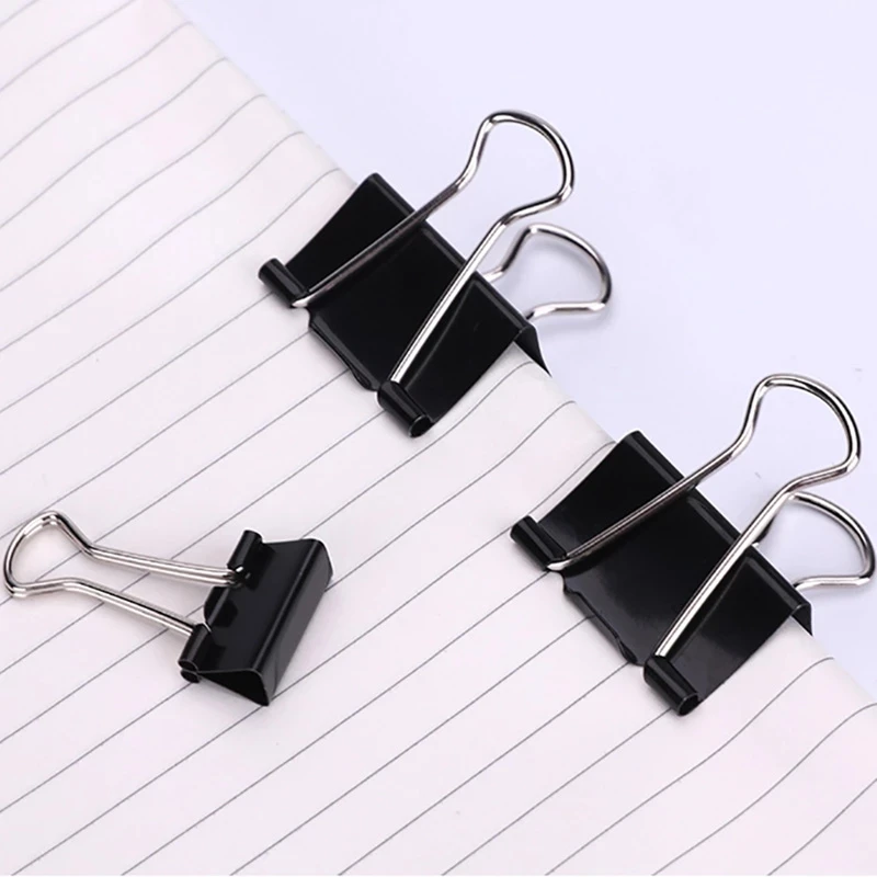 Tenwin 15mm 19mm 25mm 32mm Metal Clamp Paper Binder Clips Bookmark Clips Memo Clip Student School Office Supplies Document Clips