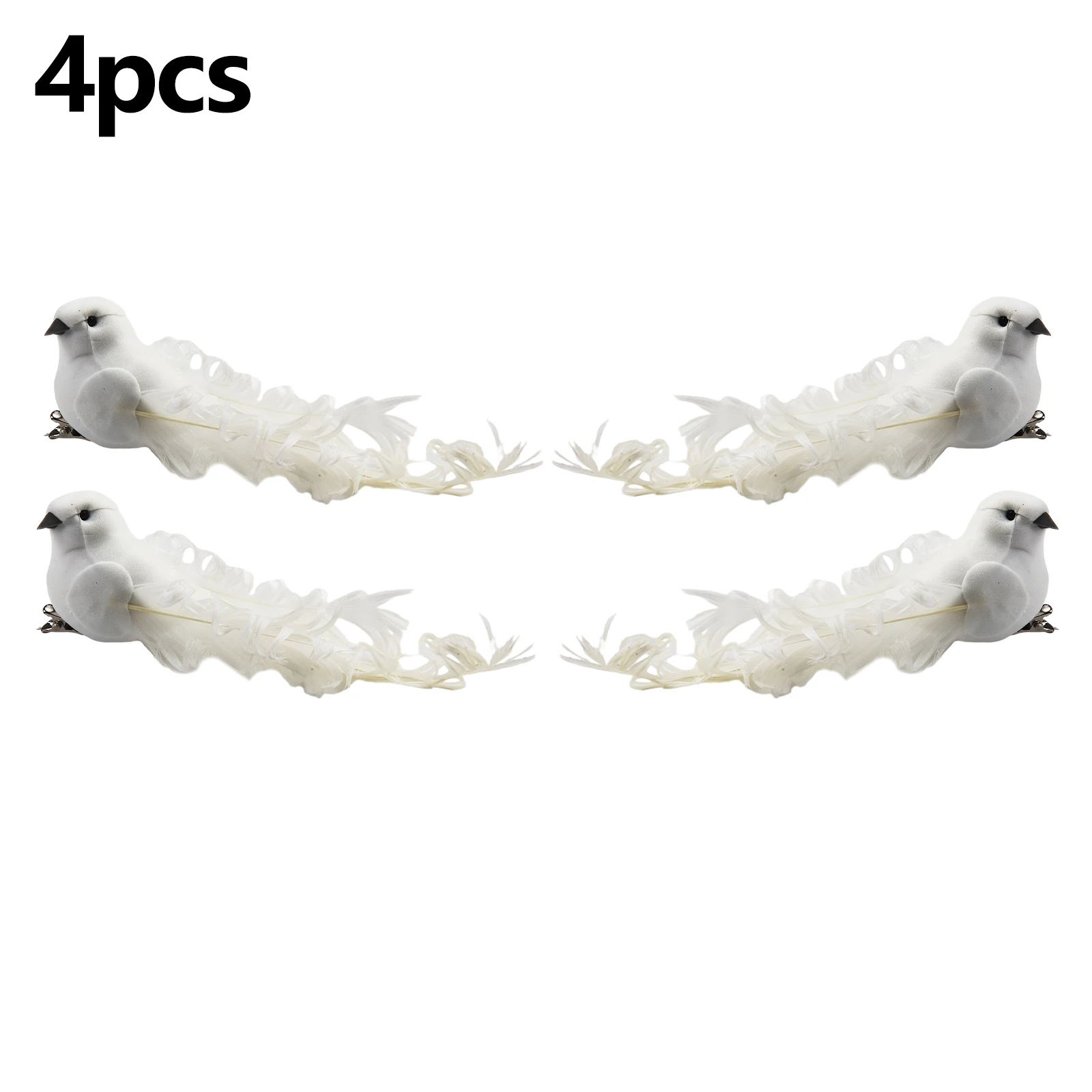 

Свадебные декоративные голуби, набор из 4 поролоновых птиц с зажимами, элегантные белые перьи голуби для внутреннего/наружного декора