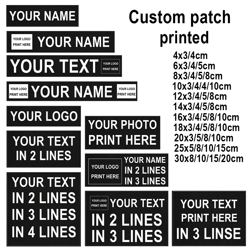 Custom Name Patches Big Size Patch Personalized Name Logo Image Stripes Badge Chevrons Hook Loop Applique Clothes