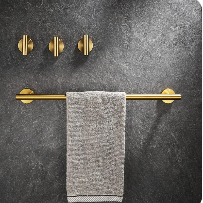 Brushed Gold Bathroom Accessories Set Complete Hardware Kit with Wall-Mounted Towel Bar Toilet Paper Holder and Robe Hook
